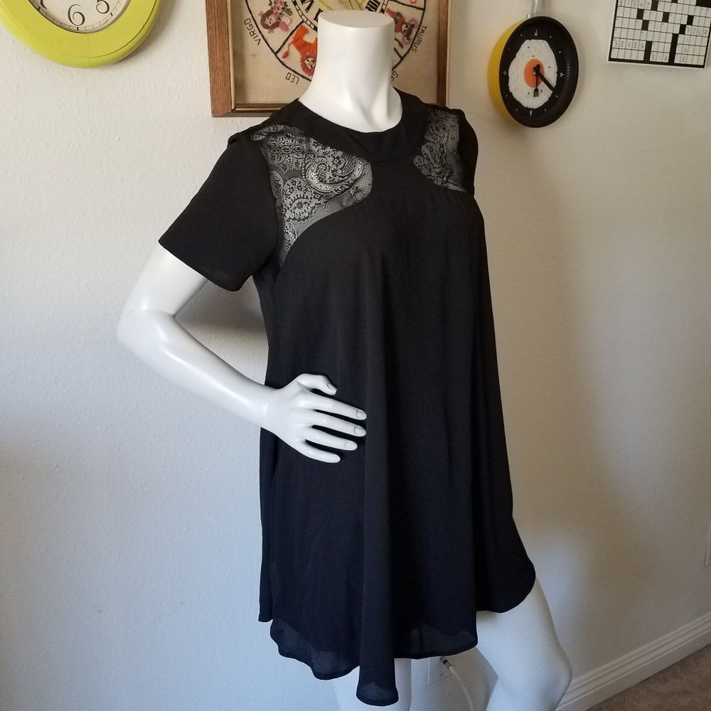 ASOS Babydoll Black Dress Sz 4 - Picture 2 of 6